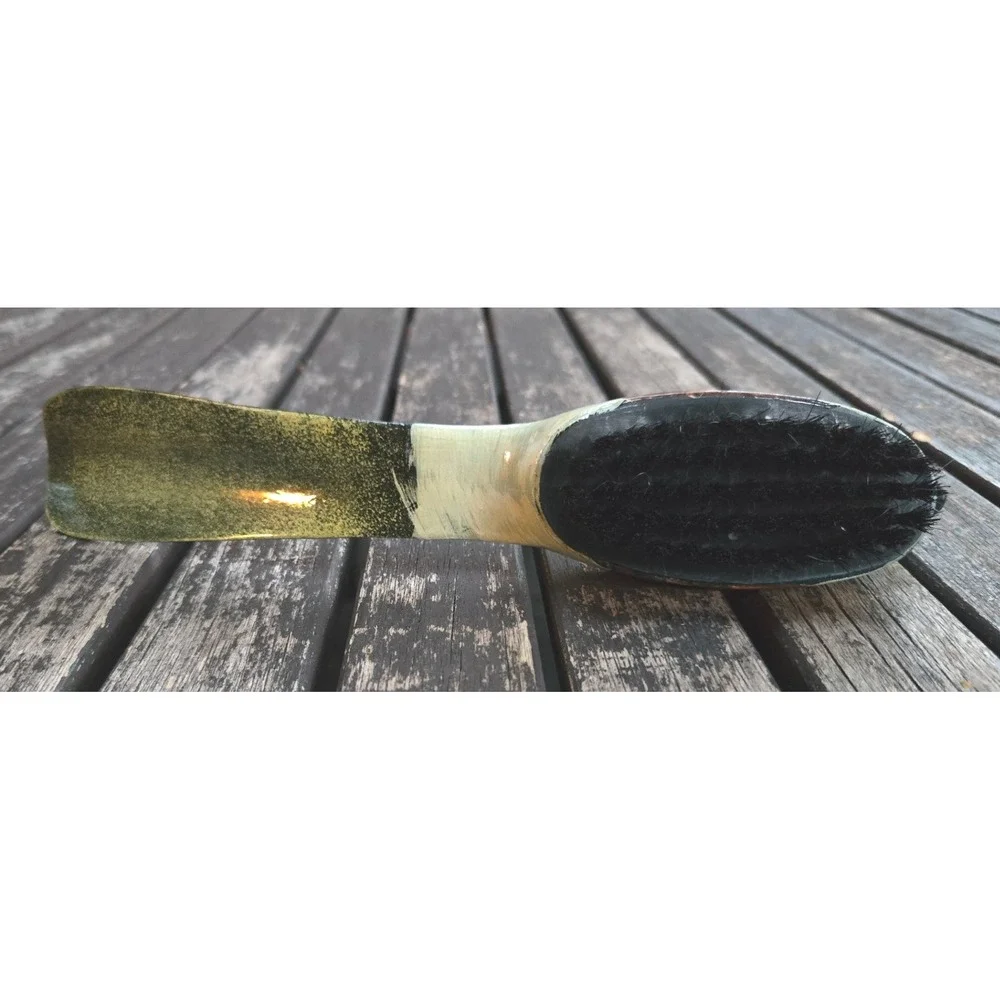 Vintage Hand Painted Wooden Mallard Duck Shoe Horn Clothes Brush Combo 10